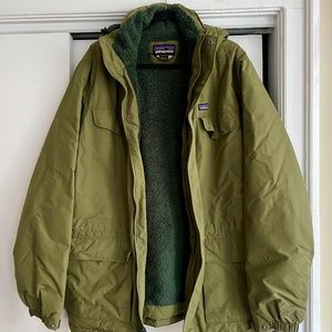 Patagonia Olive Green Fleece-Lined Winter Coat
